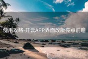 使用攻略-开云APP界面改版亮点前瞻