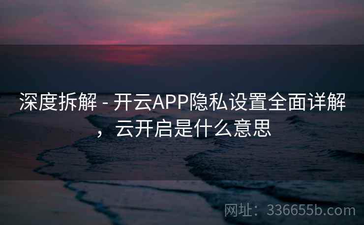 深度拆解 - 开云APP隐私设置全面详解，云开启是什么意思