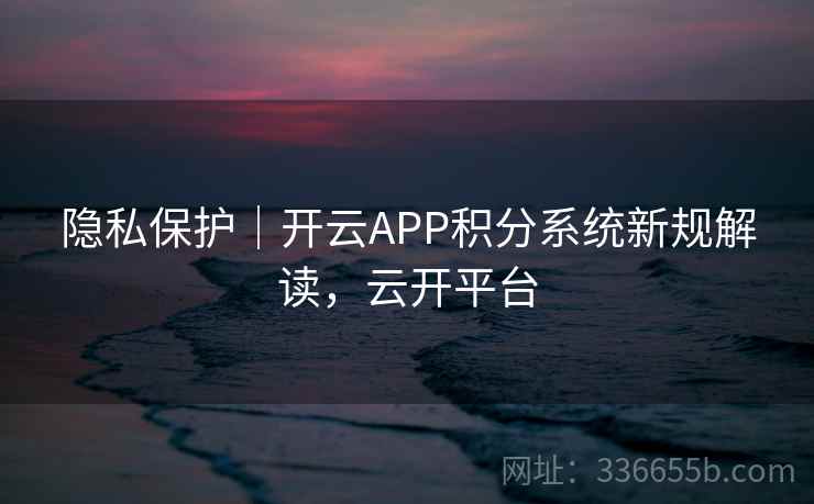 隐私保护｜开云APP积分系统新规解读，云开平台