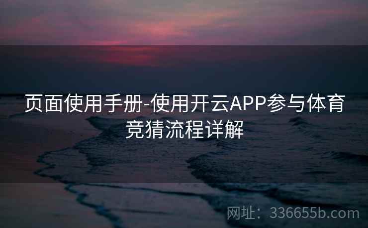 页面使用手册-使用开云APP参与体育竞猜流程详解